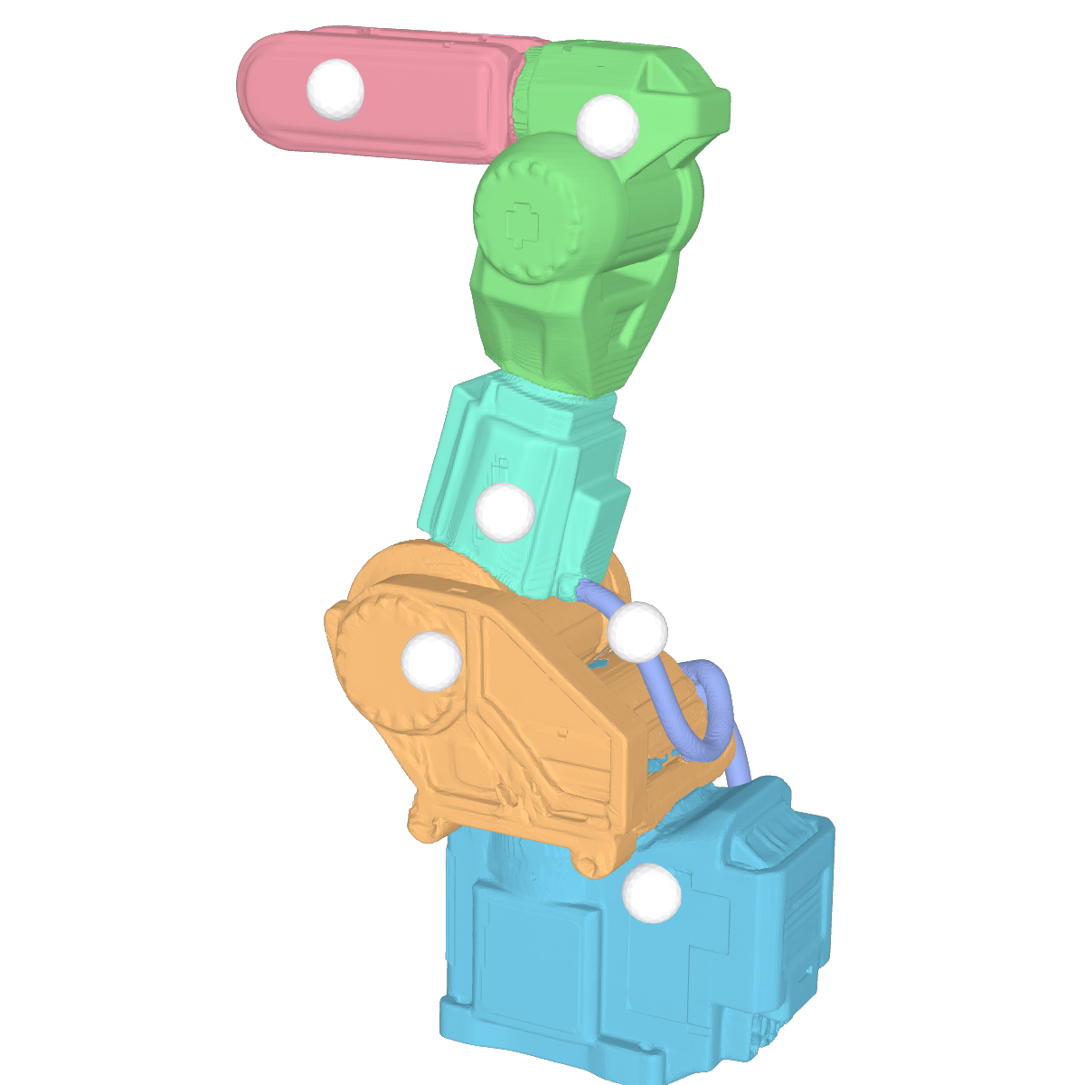 The arm split into 6 parts